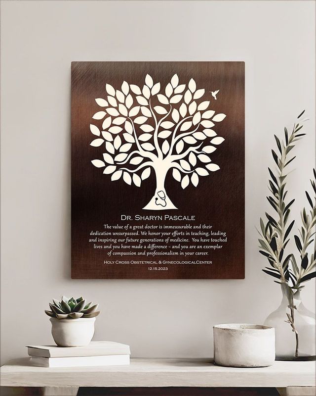 White Bronze Olive Tree Leadership Appreciation Wall Plaque Gift for Doctor LTC-1866