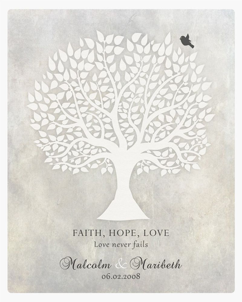 Beige White Silhouette Tree Anniversary Wall Plaque Gift for Couple LTC-1520