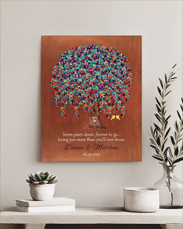 #1 Best Seller - Copper Willow Tree 7th Anniversary Wall Plaque Gift for Couple LTC-1513