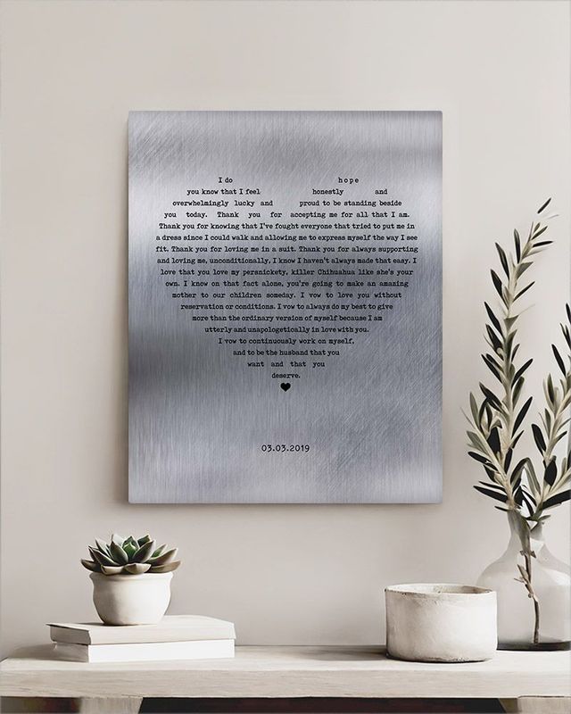 Black Tin Heart Shape Song Lyrics 10th Anniversary Wall Plaque Gift for Couple LTC-1792