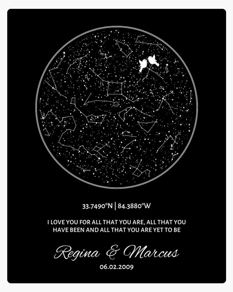 Black Star Map 10th Anniversary Wall Plaque Gift for Couple LTC-1761