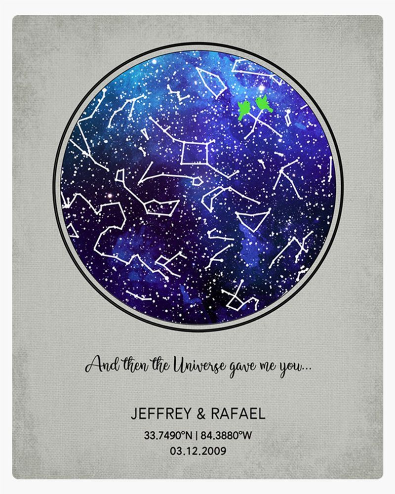 Blue Star Map Anniversary Wall Plaque Gift for Couple LTC-1755
