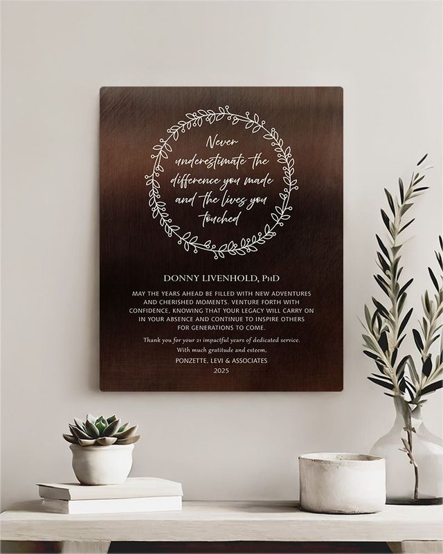 Brown Bronze Farewell Retirement From Employer Retirement Wall Plaque Gift for Employee LTC-2168