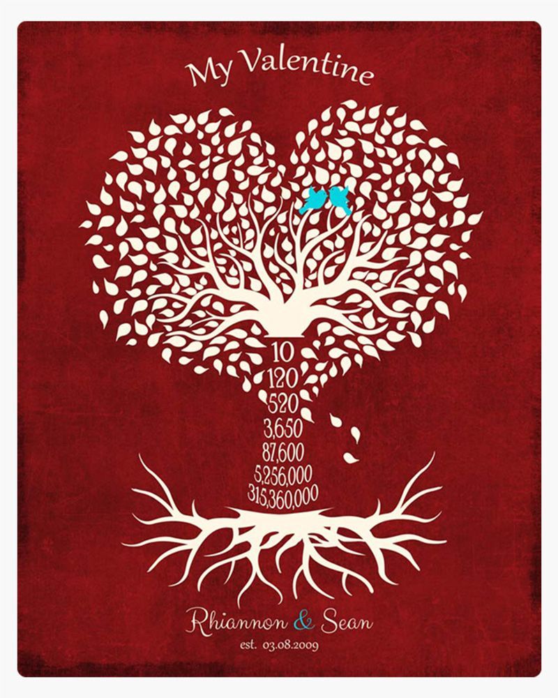 Heart Shape Tree Red Tin Valentine&#39;s Day Wall Plaque Gift for Couple LTC-1819