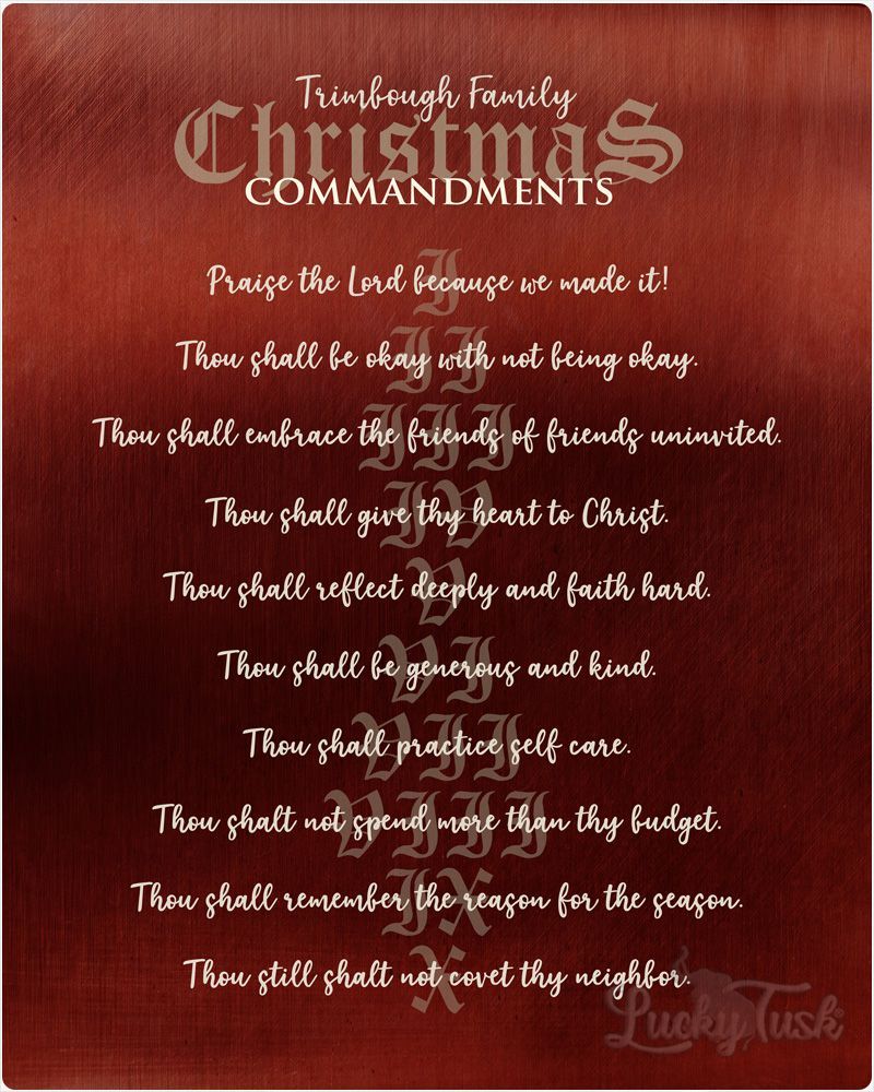 White Red Tin Christmas 10 Commandments Christmas Wall Plaque Gift for Family LTC-2121