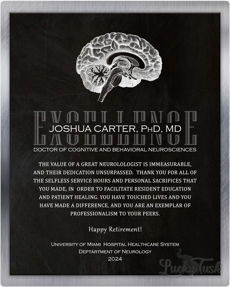 White Tin Brain Organ Anatomy Neurology Retirement Wall Plaque Gift for Doctor LTC-2108