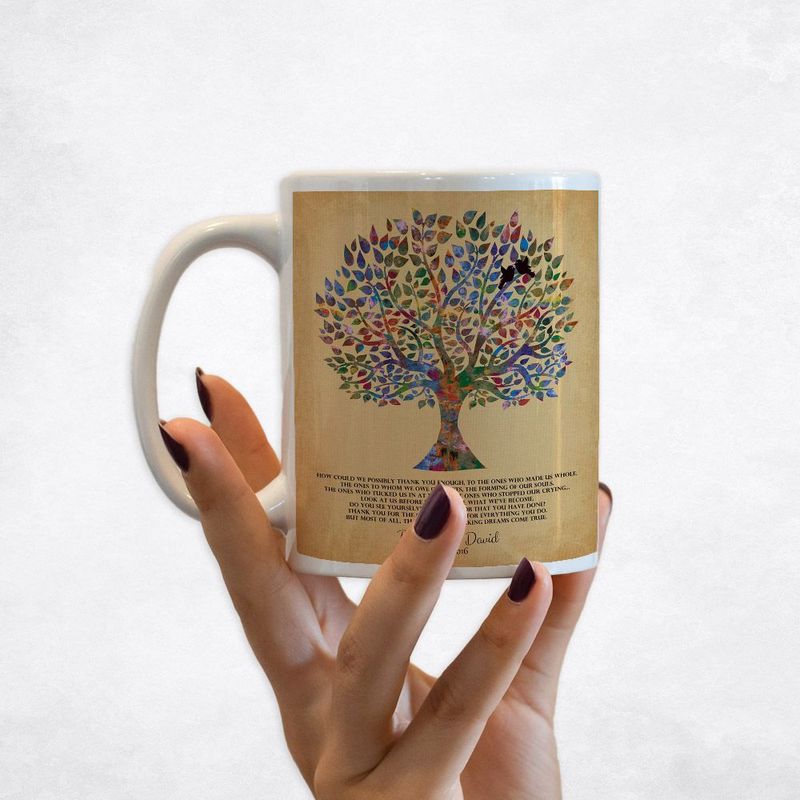 #1 Best Seller - Watercolor Tree Wedding Coffee Mug Gift for Parents M-1258