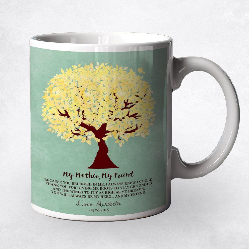 Yellow Tree Family Ceramic Coffee Mug Gift For Mother M-1238