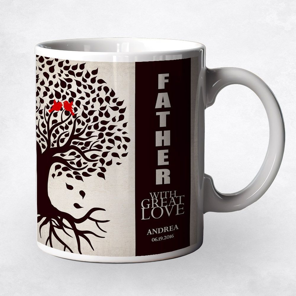 Father Side Tree With Roots Family Ceramic Coffee Mug Gift For Dad M-1228