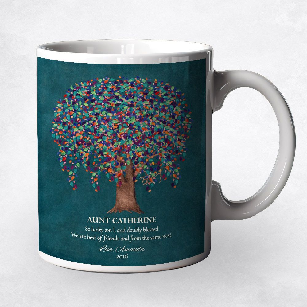 Teal Willow Tree Family Appreciation Coffee Mug Gift for Aunt M-1198