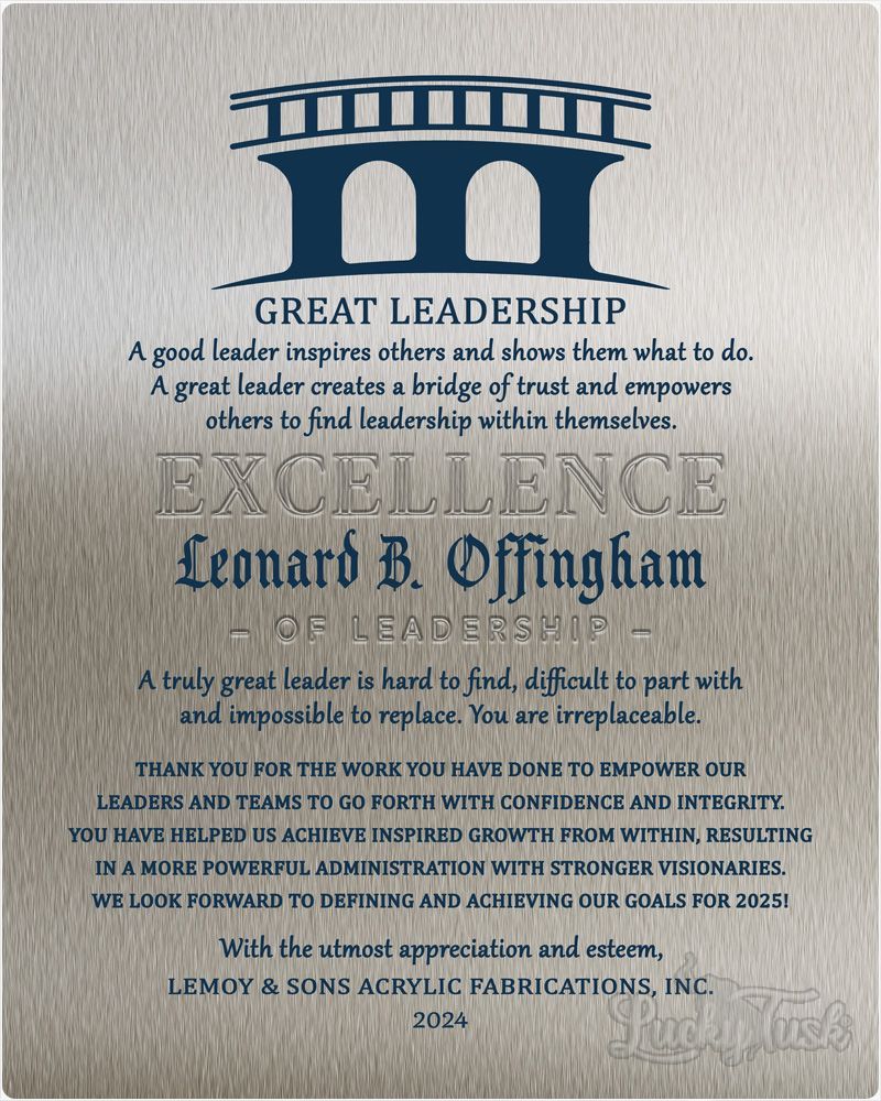 Blue Tin Corporate Bridge of Trust Leadership Appreciation Wall Plaque Gift for Employee LTC-2114