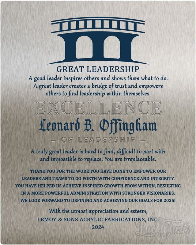 Blue Tin Corporate Bridge of Trust Leadership Appreciation Wall Plaque Gift for Employee LTC-2114