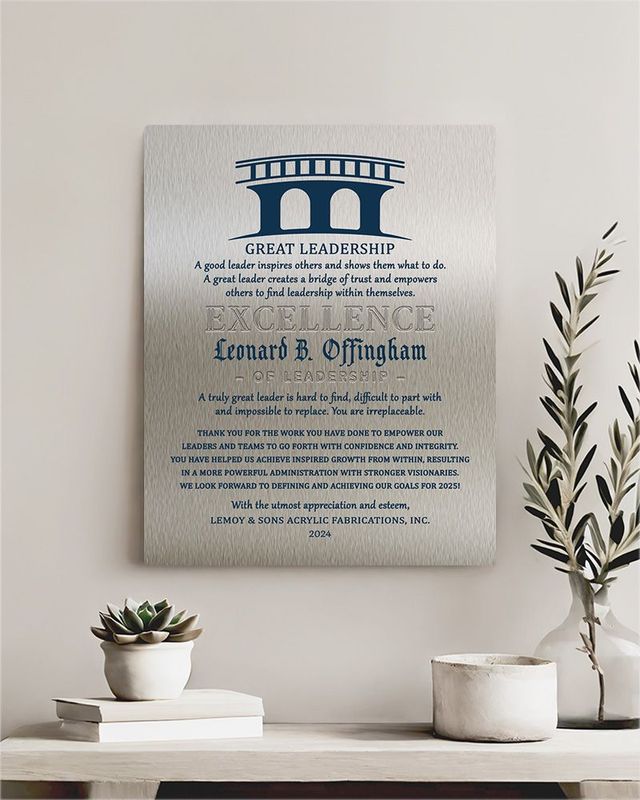 Blue Tin Corporate Bridge of Trust Leadership Appreciation Wall Plaque Gift for Employee LTC-2114