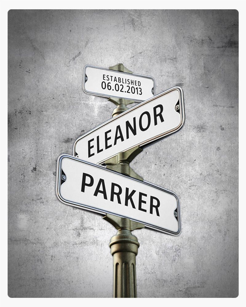 White Tarnished Tin Crossroads Signpost 10th Anniversary Wall Plaque Gift for Couple LTC-1948