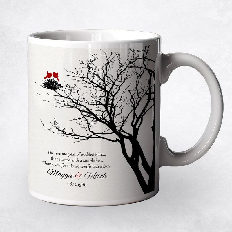 #1 Best Seller - Branchy Tree with Nest 2nd Anniversary Coffee Mug Gift for Couple M-1365
