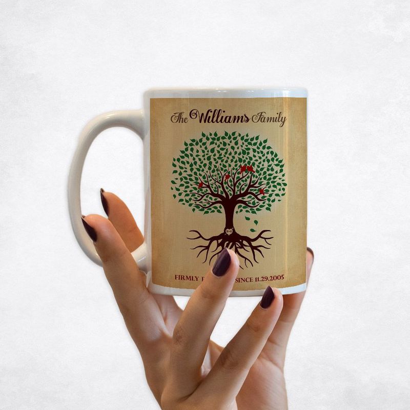 Green Tree with Roots Wedding Coffee Mug Gift for Couple M-1128