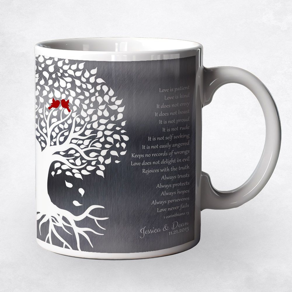 Tin Half Tree with Roots 10th Anniversary Coffee Mug Gift for Couple M-1281