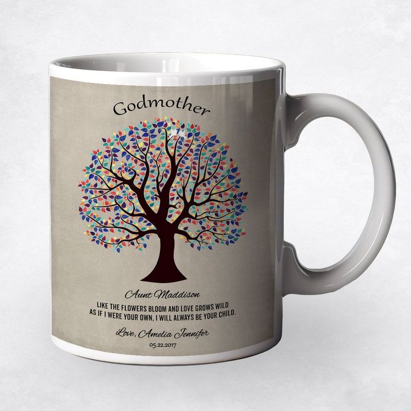 Curly Tree Faith Milestone Coffee Mug Gift for Godmother M-1460