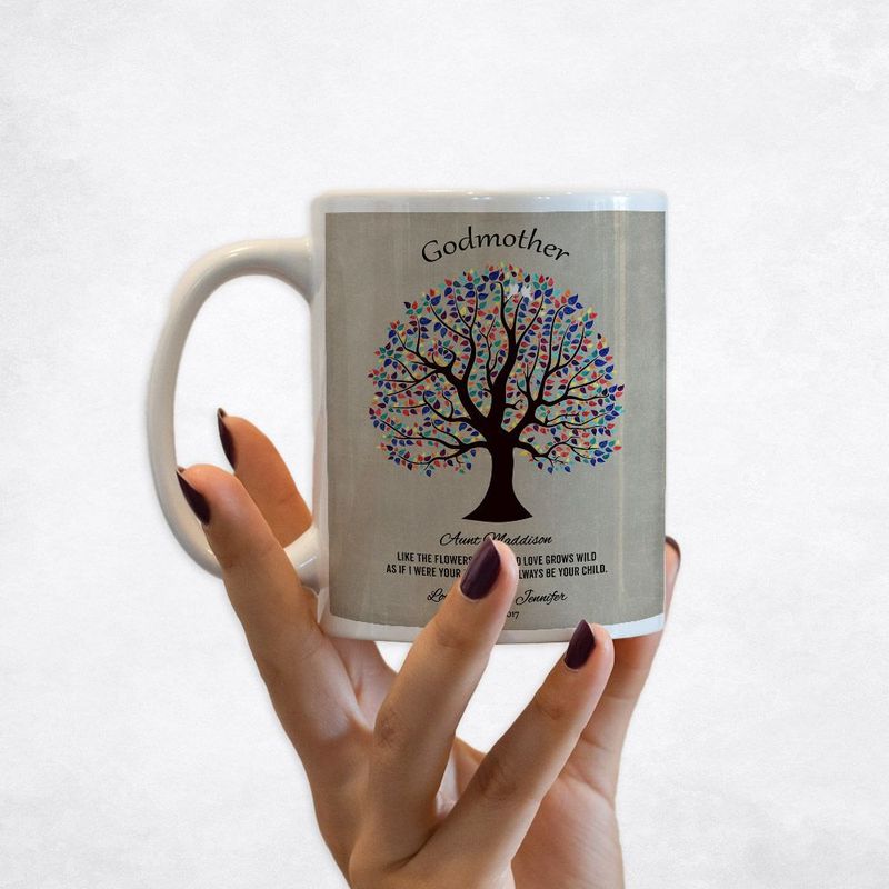 Curly Tree Faith Milestone Coffee Mug Gift for Godmother M-1460
