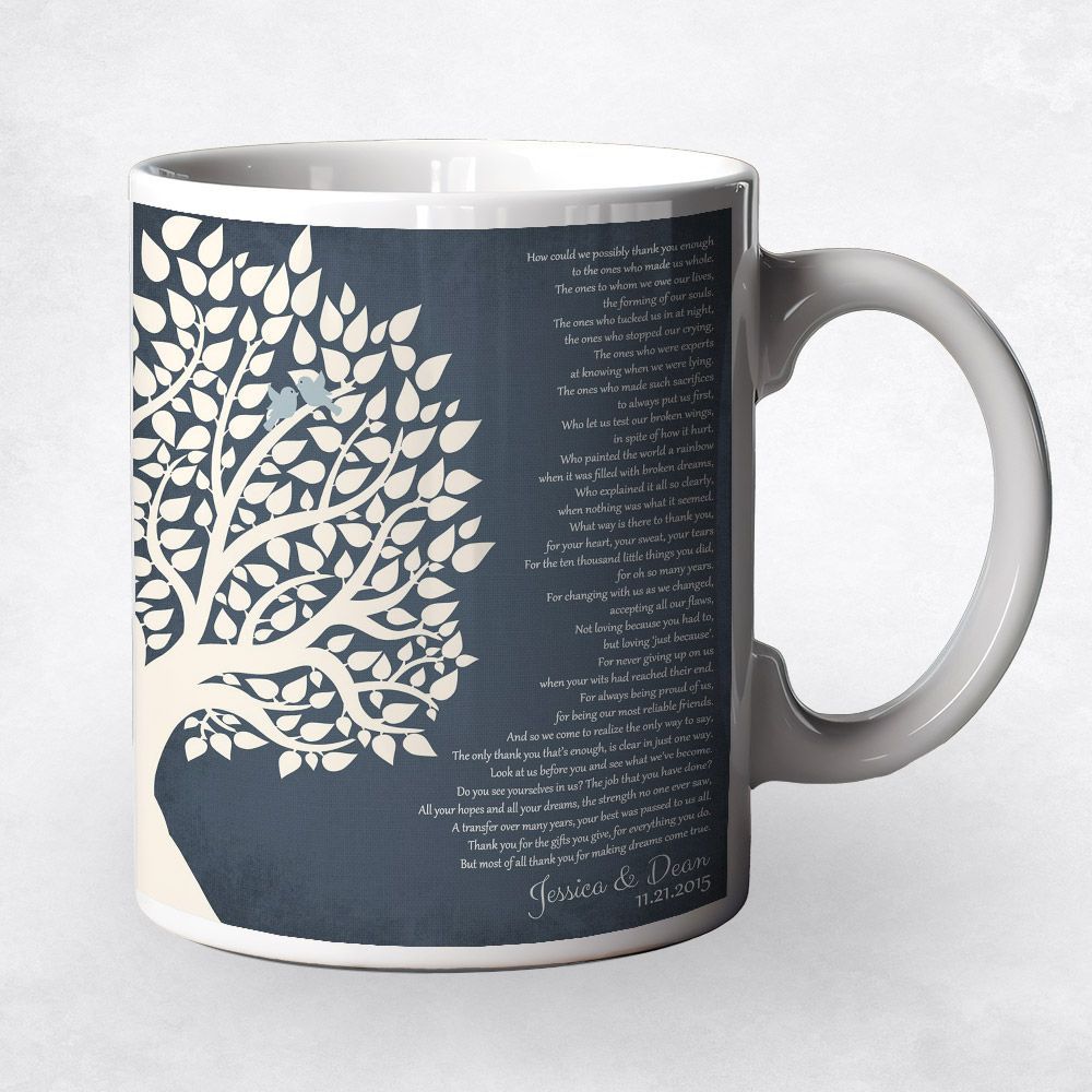 #1 Best Seller - Half Tree Silhouette Wedding Coffee Mug Gift for Parents M-1132