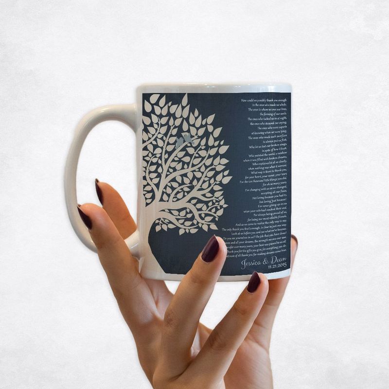 #1 Best Seller - Half Tree Silhouette Wedding Coffee Mug Gift for Parents M-1132