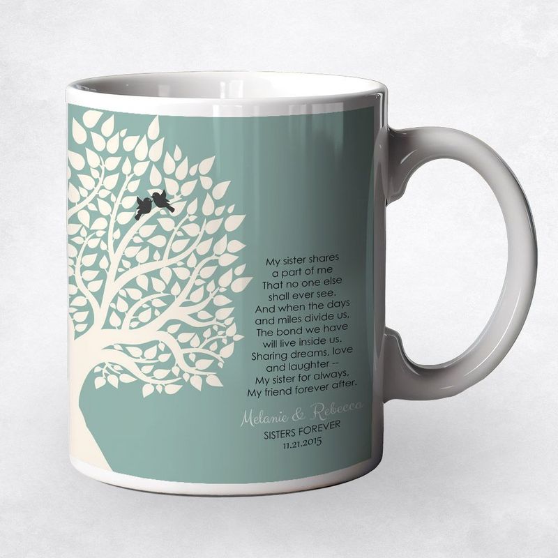 #1 Best Seller - Half Tree Sister Poem Wedding Coffee Mug Gift for Sister M-1145
