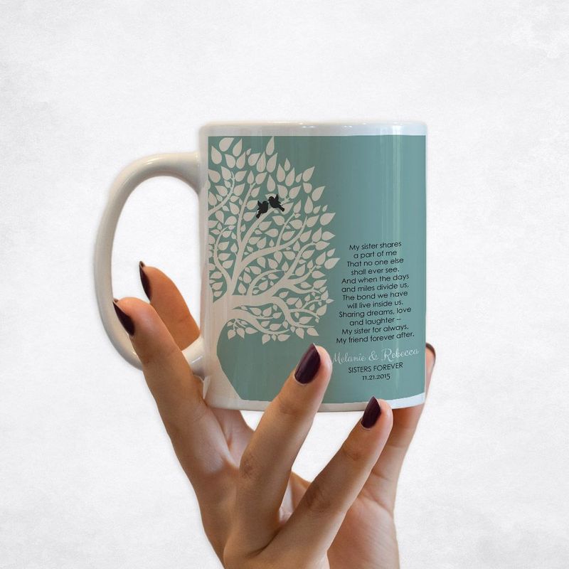 #1 Best Seller - Half Tree Sister Poem Wedding Coffee Mug Gift for Sister M-1145