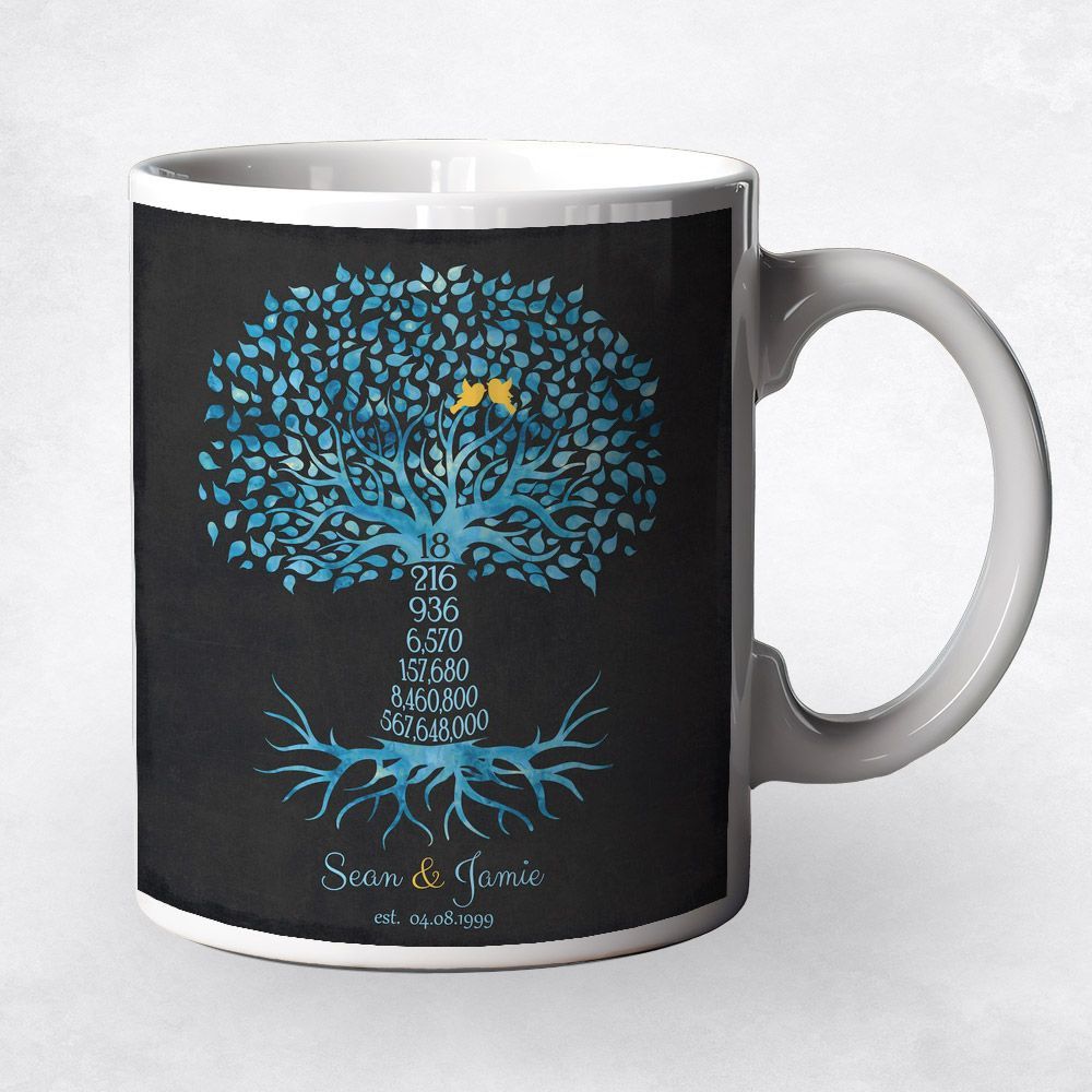 Countdown Tree 18th Anniversary Coffee Mug Gift for Couple M-1448