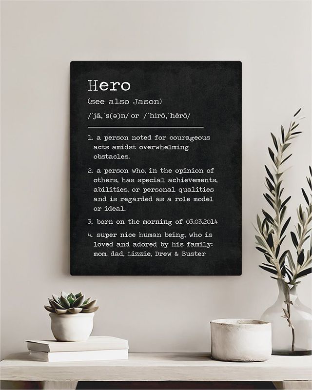 Black Hero Dictionary Definition Custom Name Birthday Wall Plaque Gift for Son LTC-2166