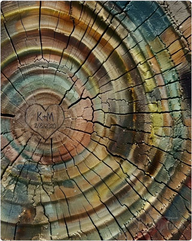 #1 Best Seller - Colorful Rings Names in Tree Heart Initials Anniversary Wall Plaque Gift for Couple LTC-2176
