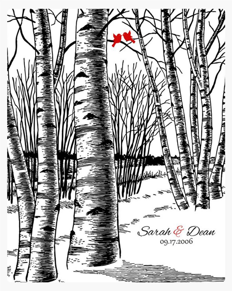 Black Birch Tree Forest 10th Anniversary Wall Plaque Gift for Couple LTC-1399