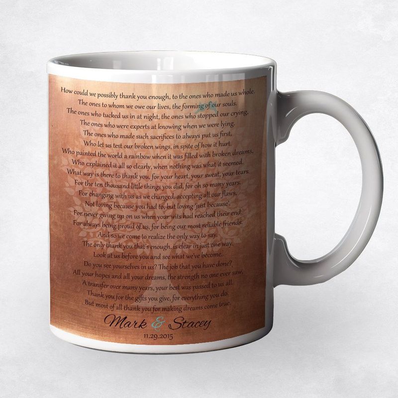 Copper Thank You Poem Wedding Coffee Mug Gift for Parents M-1182