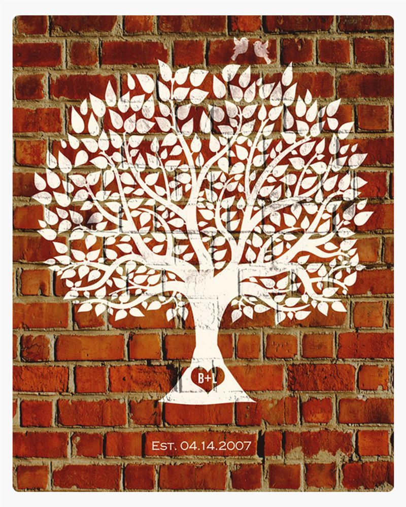 White Brick Tree Silhouette 8th Anniversary Wall Plaque Gift for Couple LTC-1383