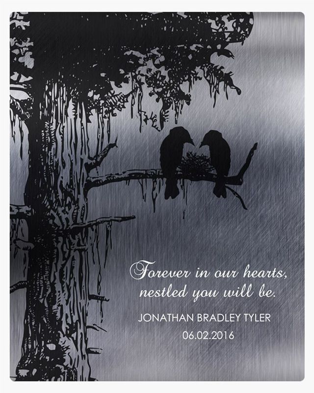 Black Tin Dark Sequoia Tree Memorial Wall Plaque Gift for Bereaved Parents LTC-1356