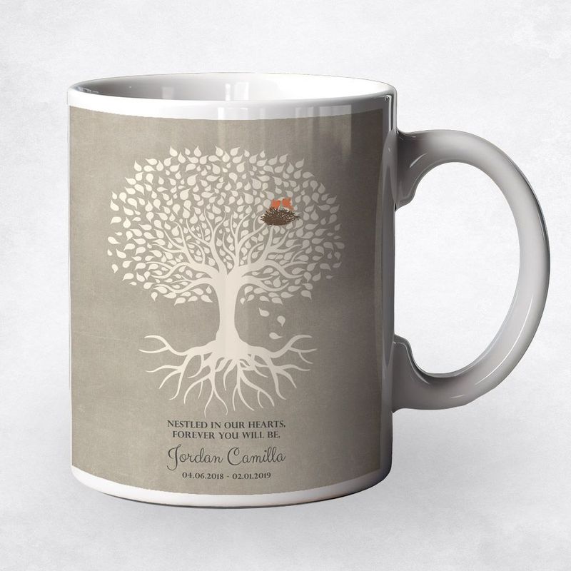 White Tree with Roots Memorial Coffee Mug Gift for Bereaved Parents M-1197
