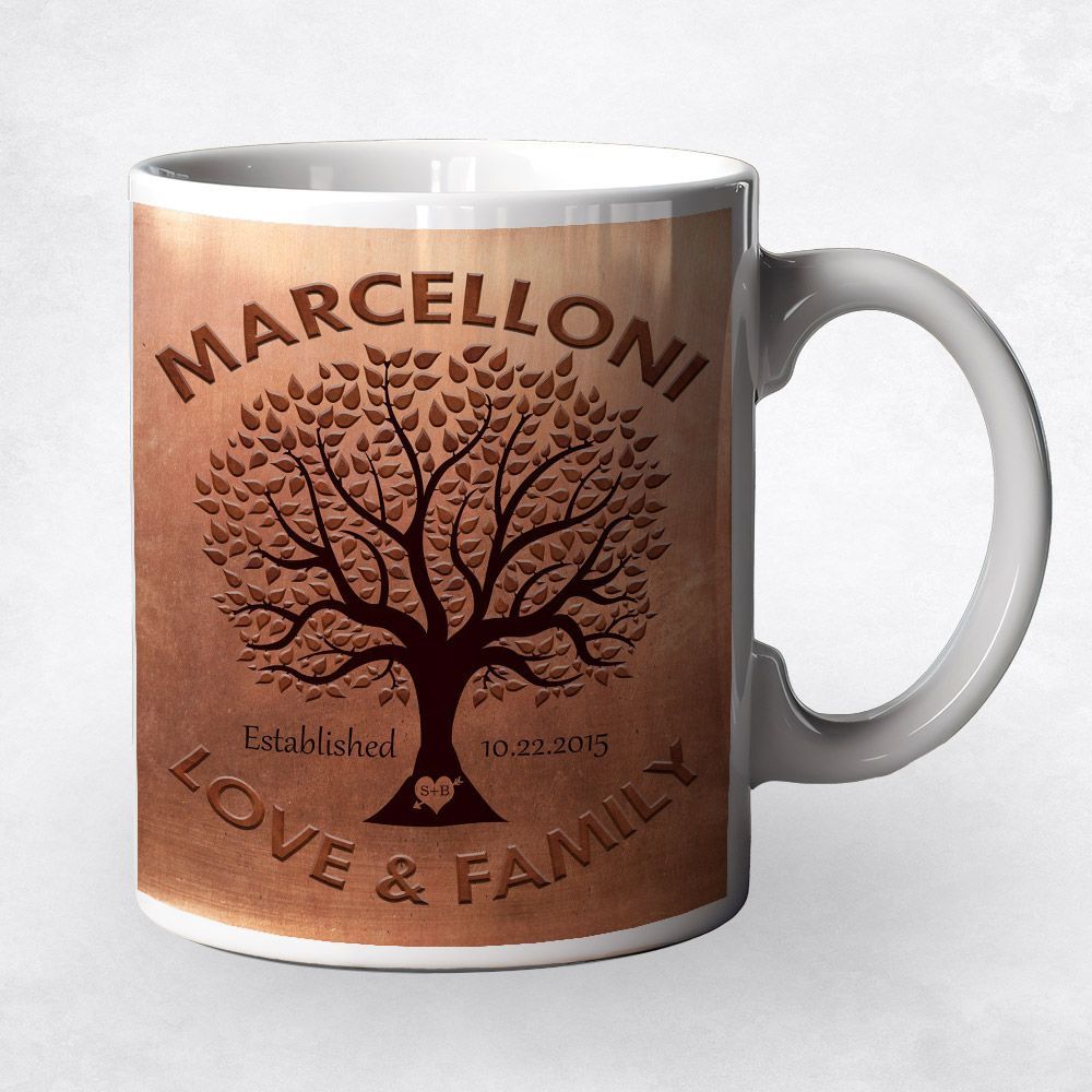 Copper Family Tree Established Wedding Coffee Mug Gift for Couple M-1187