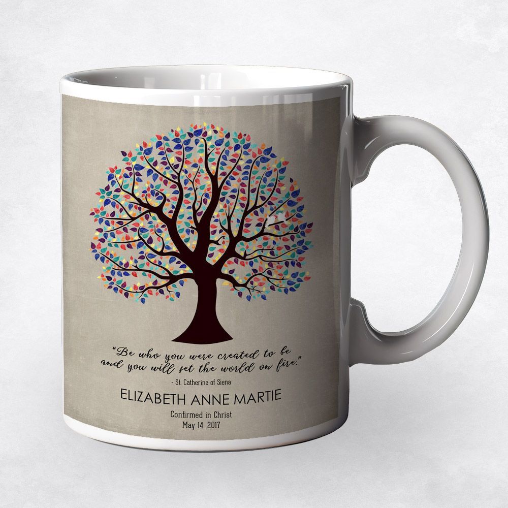 #1 Best Seller - Curly Tree Faith Milestone Coffee Mug Gift for Godchild M-1458