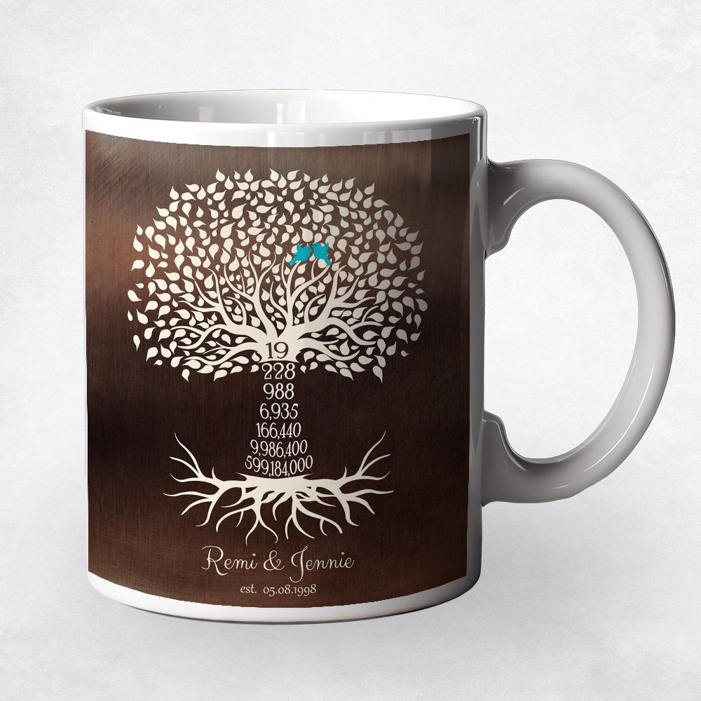 Bronze Countdown Tree 19th Anniversary Coffee Mug Gift for Couple M-1449