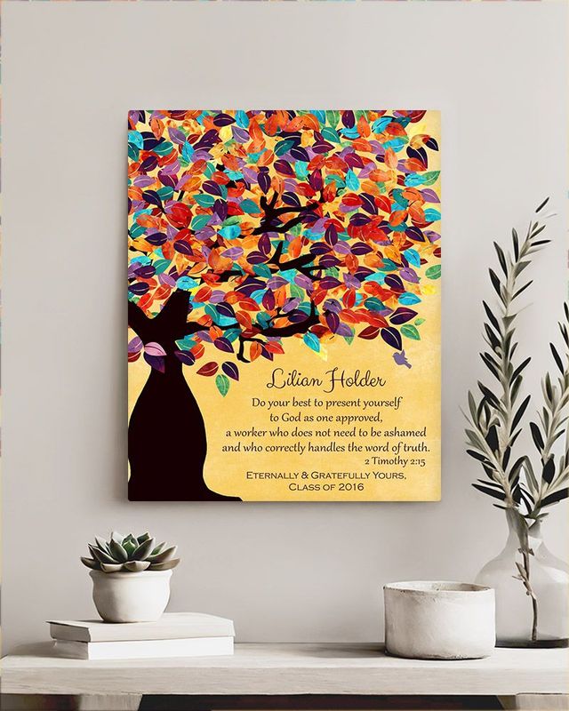 Yellow Colorful Spring Tree Teacher Appreciation Wall Plaque Gift for Educator LTC-1231