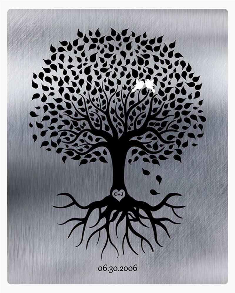 Black Tin Tree with Roots 10th Anniversary Wall Plaque Gift for Couple LTC-1372