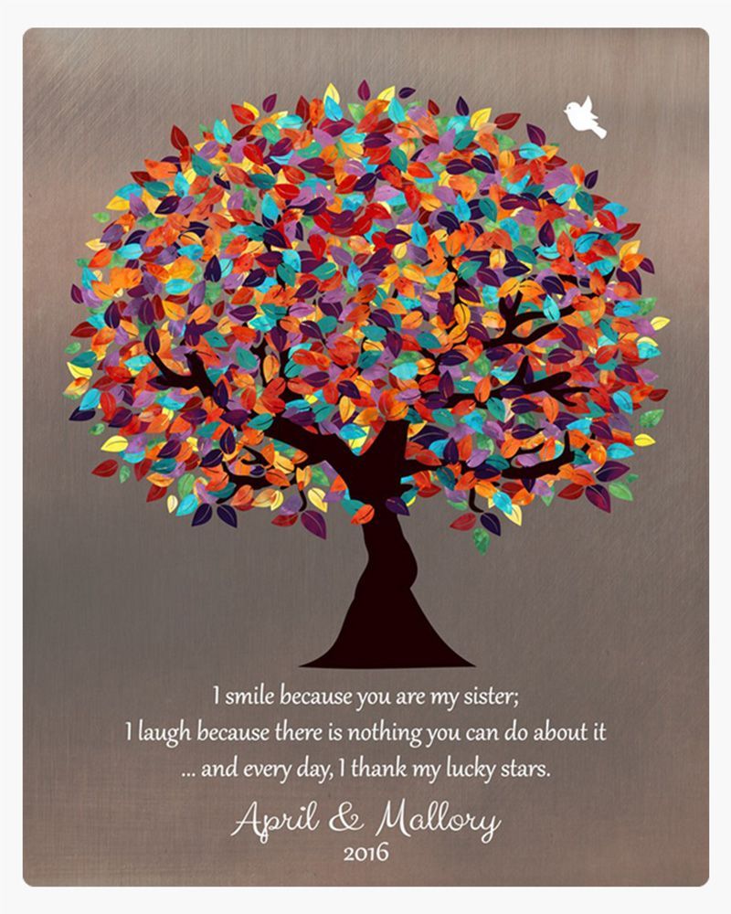 Multicolor Bronze Colorful Spring Tree Family Appreciation Wall Plaque Gift for Sister LTC-1395