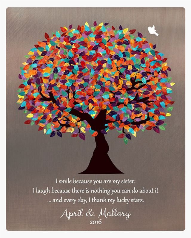 Multicolor Bronze Colorful Spring Tree Family Appreciation Wall Plaque Gift for Sister LTC-1395