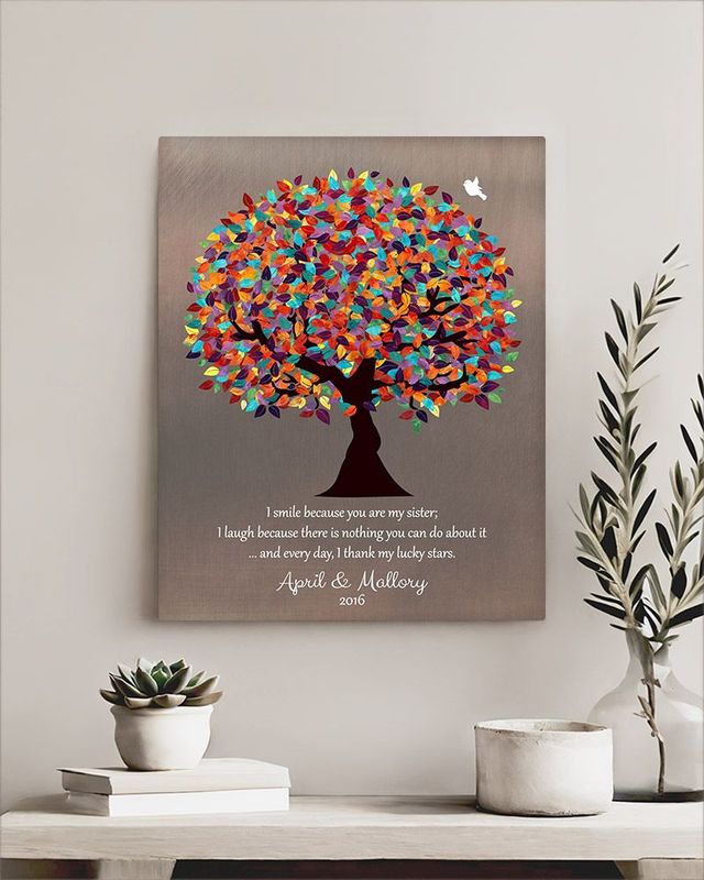 Multicolor Bronze Colorful Spring Tree Family Appreciation Wall Plaque Gift for Sister LTC-1395