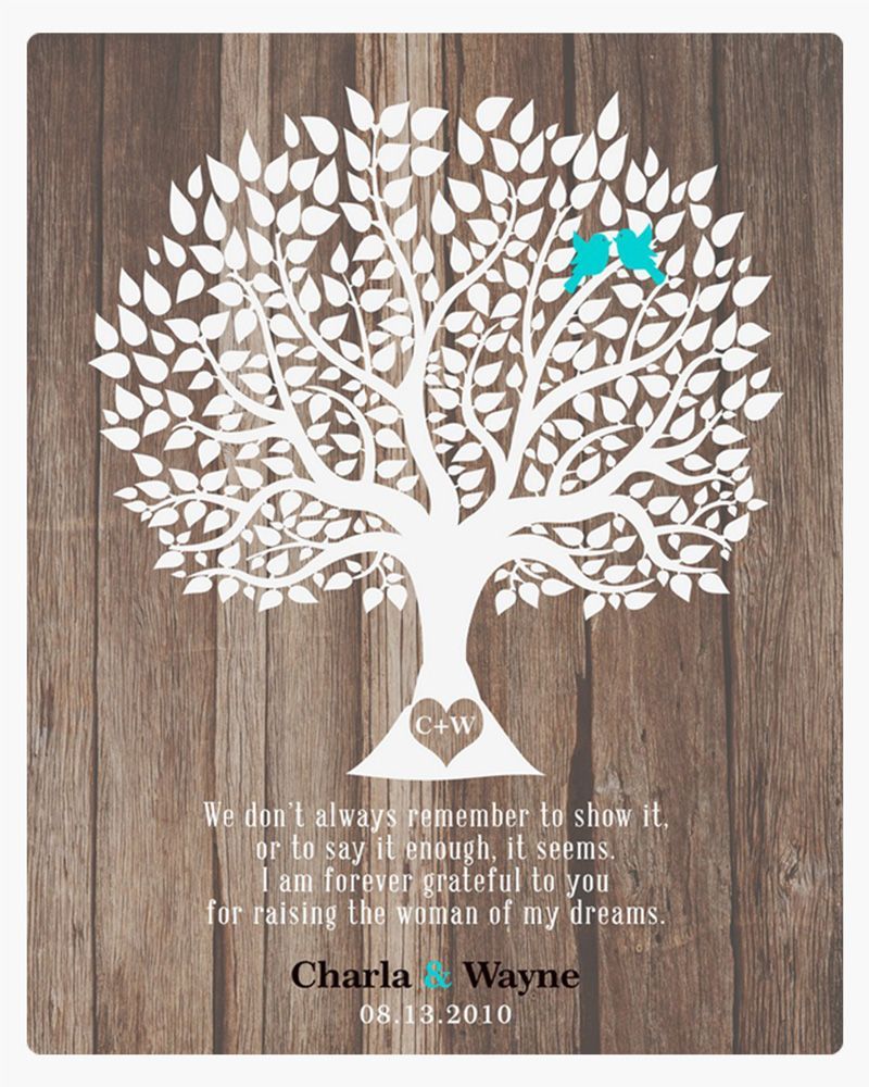 White Wood Tree Silhouette Wedding Wall Plaque Gift for Mother Of The Bride LTC-1732