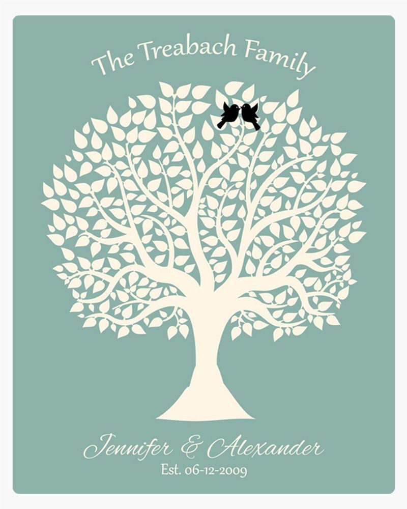 Turquoise Tree Silhouette Anniversary Wall Plaque Gift for Couple LTC-1360