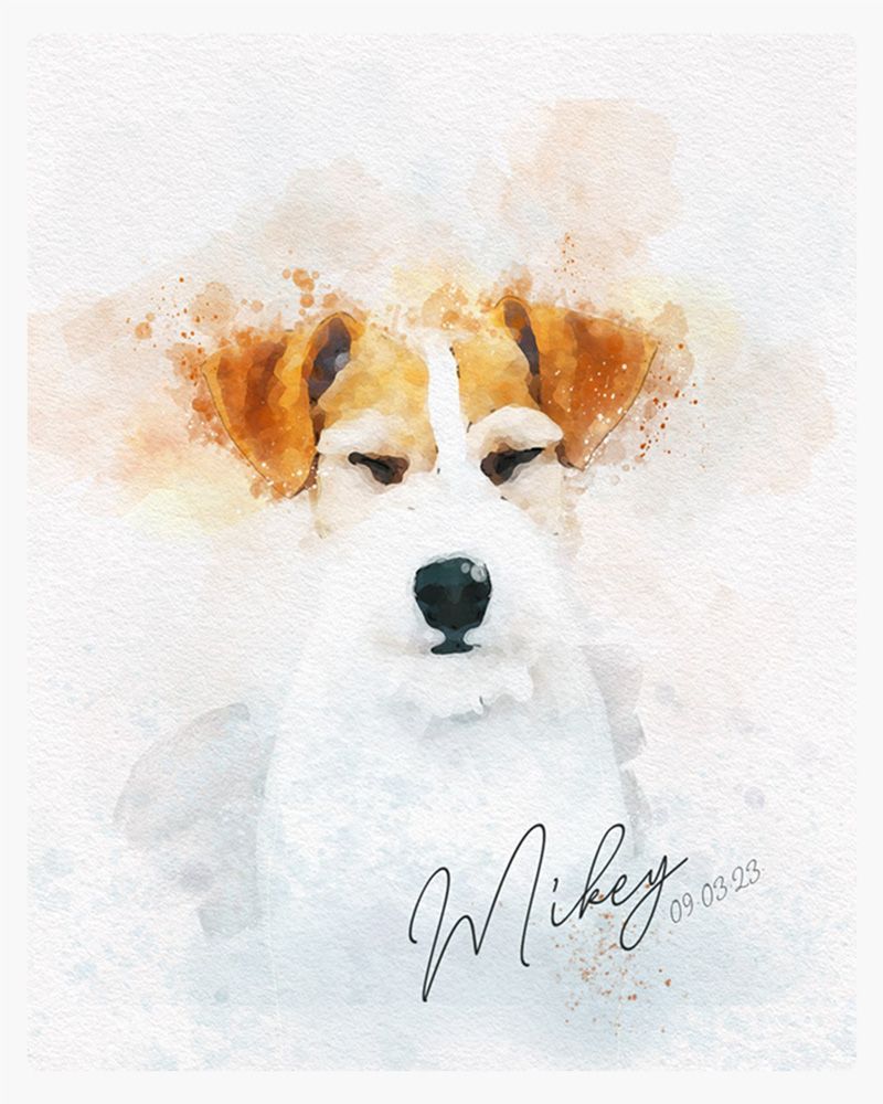 Multicolor Cotton Watercolor Portrait pet Anniversary Wall Plaque Gift for Pet Owner LTC-1840