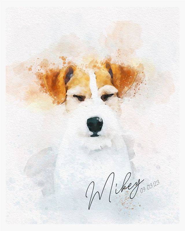 Multicolor Cotton Watercolor Portrait pet Anniversary Wall Plaque Gift for Pet Owner LTC-1840