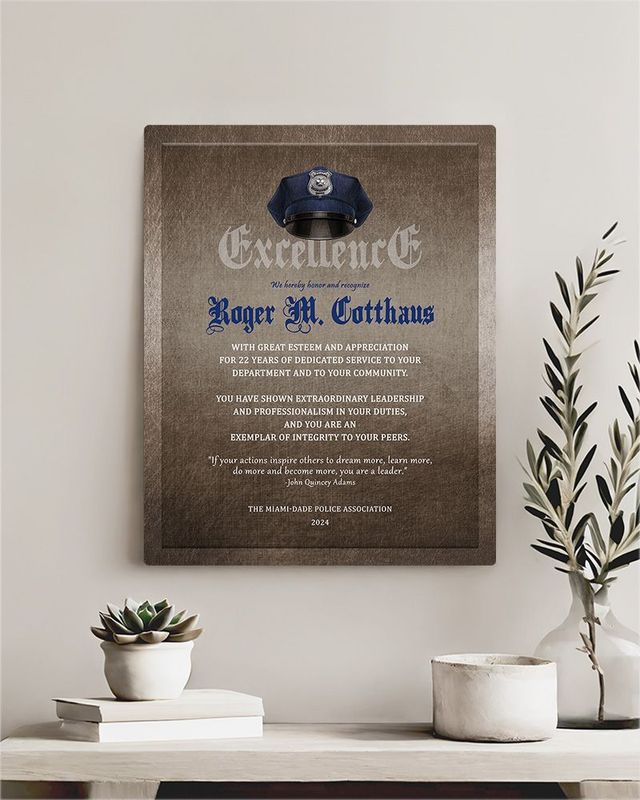 Blue Bronze Police Uniform Hat Badge Excellence Retirement Wall Plaque Gift for Police LTC-2106