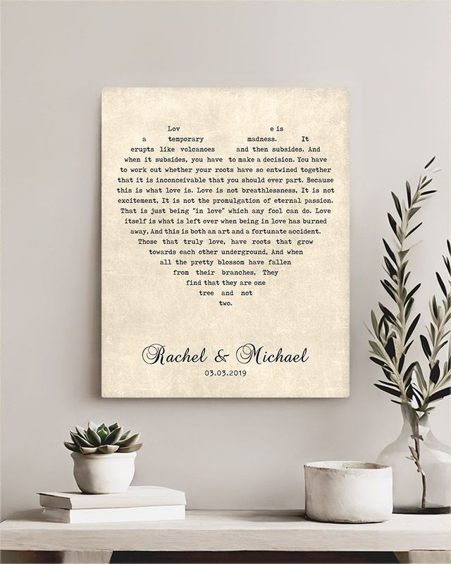 Beige Heart Shape Song Lyrics 1st Anniversary Wall Plaque Gift for Couple LTC-1783