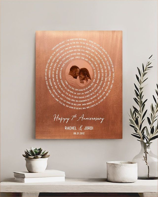 White Copper Our Song Lyrics 7th Anniversary Wall Plaque Gift for Couple LTC-1908